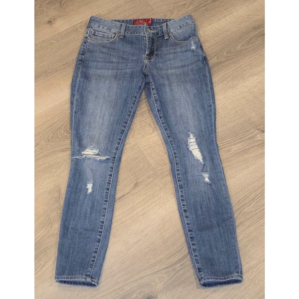 Lucky Brand Leyla Skinny Jeans Women Size 2 26 Medium Wash Distressed Stretch